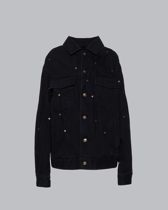 MULTI RIVET DENIM JACKET BLACK