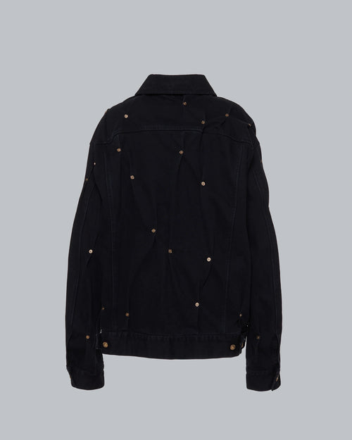 MULTI RIVET DENIM JACKET BLACK