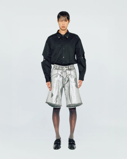 SILVER WASH DENIM SHORTS