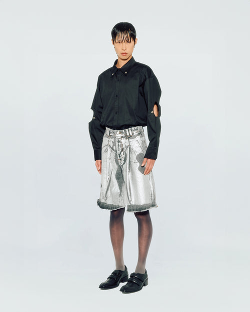 SILVER WASH DENIM SHORTS