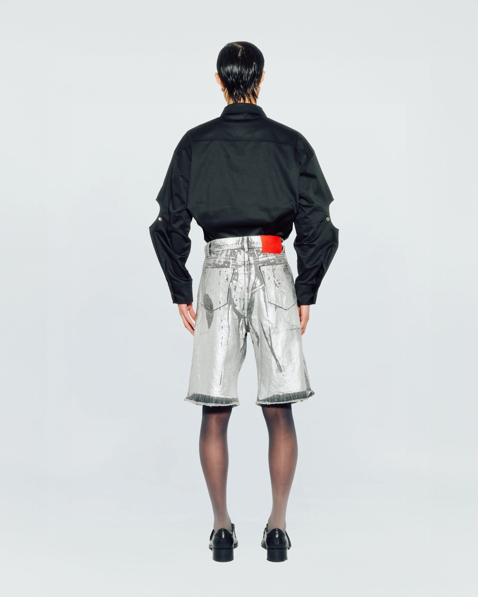 SILVER WASH DENIM SHORTS