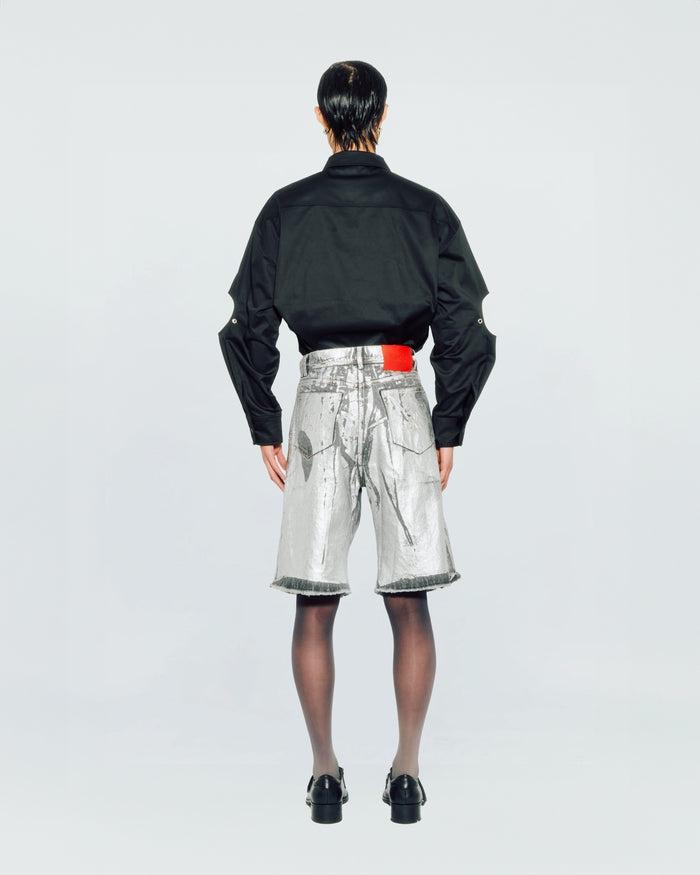 SILVER WASH DENIM SHORTS