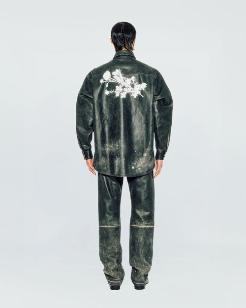 BLACK LEATHER PRINTED SHIRT