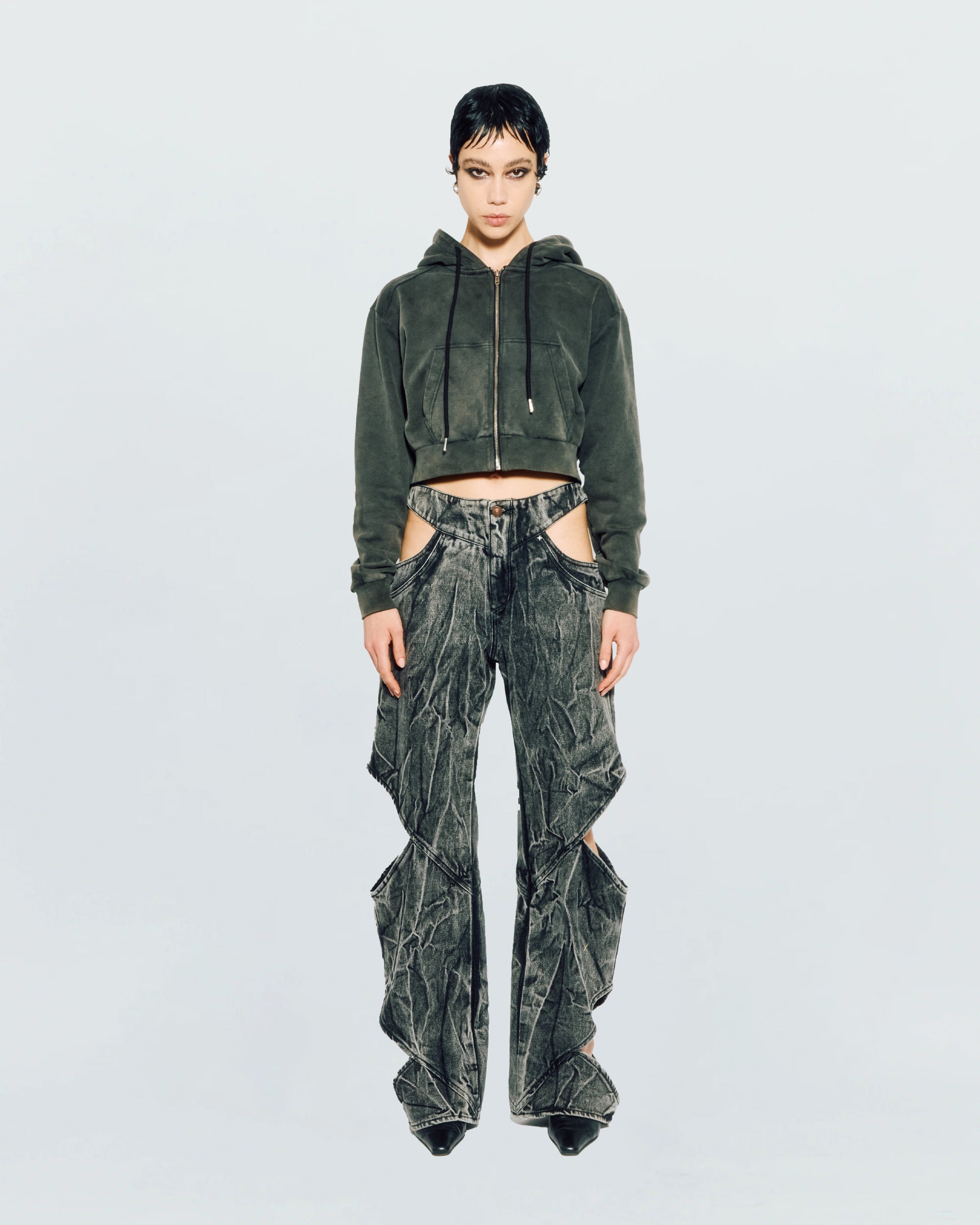 CUT-OUT DENIM PANTS