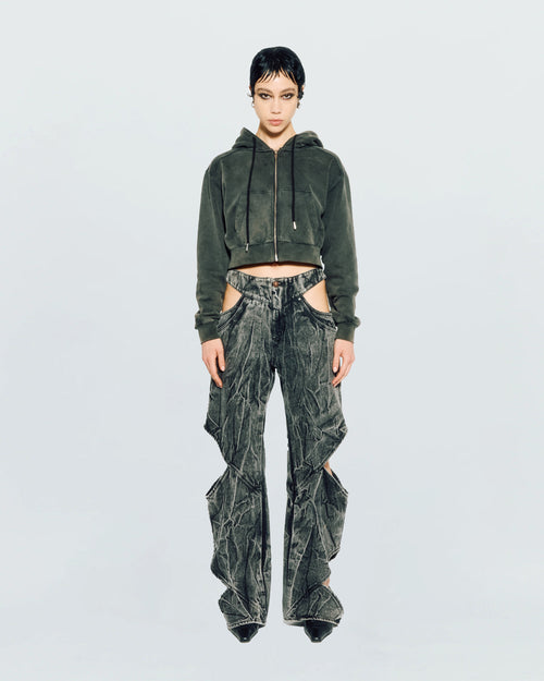 CUT-OUT DENIM PANTS