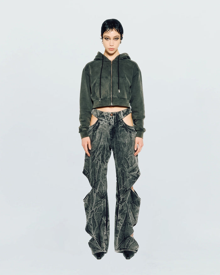 CUT-OUT DENIM PANTS