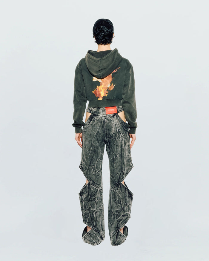 CUT-OUT DENIM PANTS