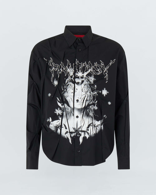 EYELET SHIRT WITH WHITE PRINT