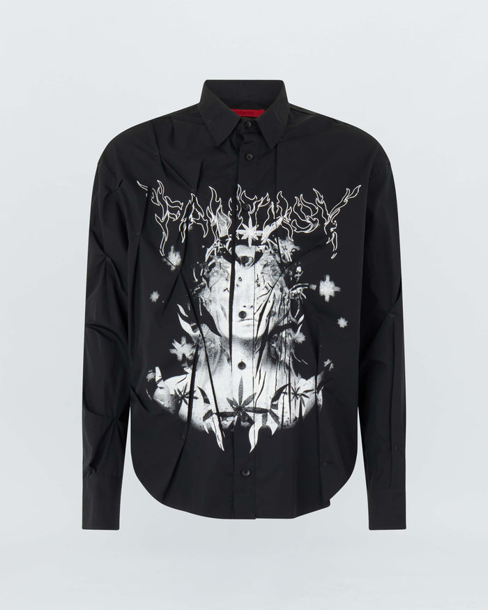 EYELET SHIRT WITH WHITE PRINT