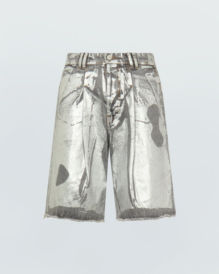 SILVER WASH DENIM SHORTS