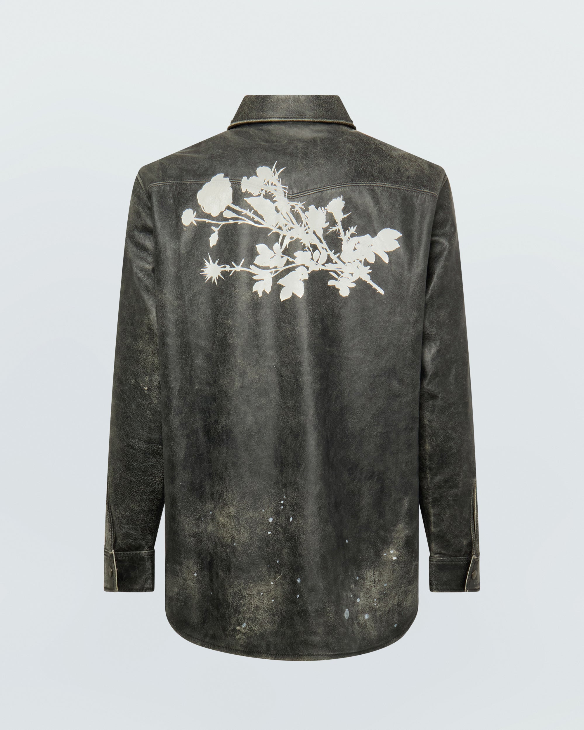 BLACK LEATHER PRINTED SHIRT