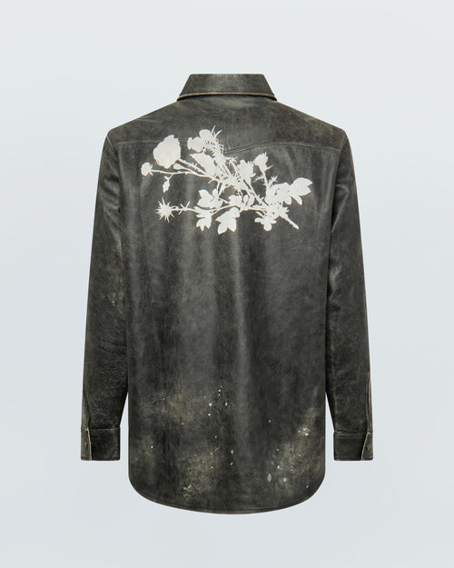 BLACK LEATHER PRINTED SHIRT