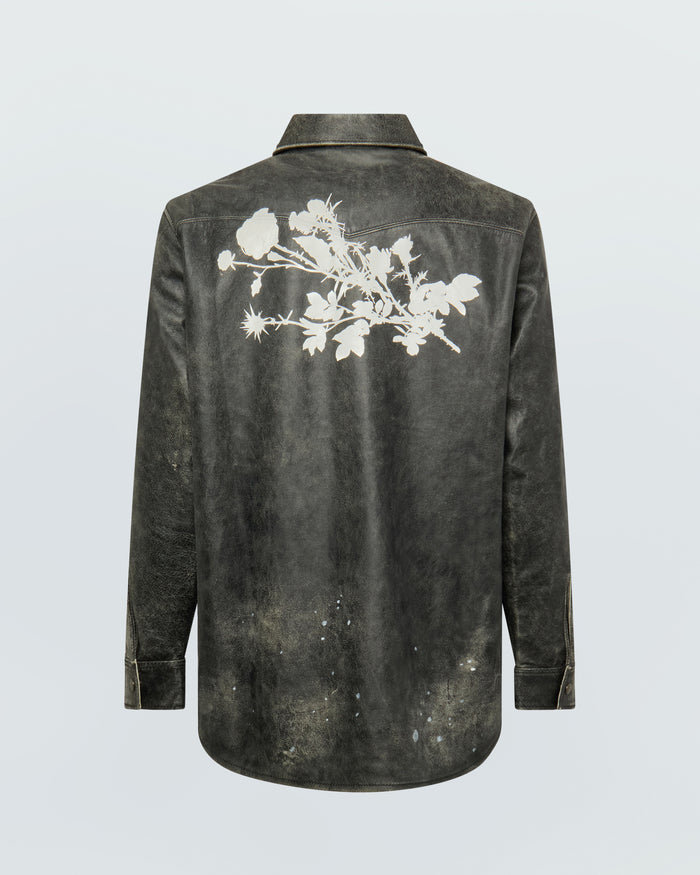BLACK LEATHER PRINTED SHIRT