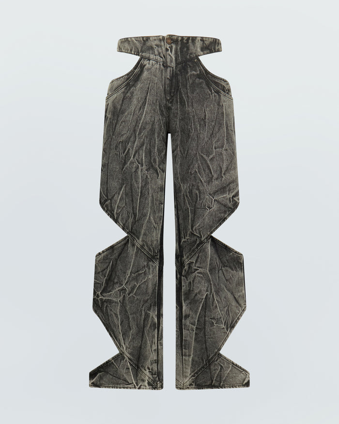 CUT-OUT DENIM PANTS