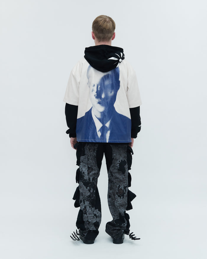 FANTASY MAN PRINT  FAUX LEATHER  SHORT SLEEVE SHIRT